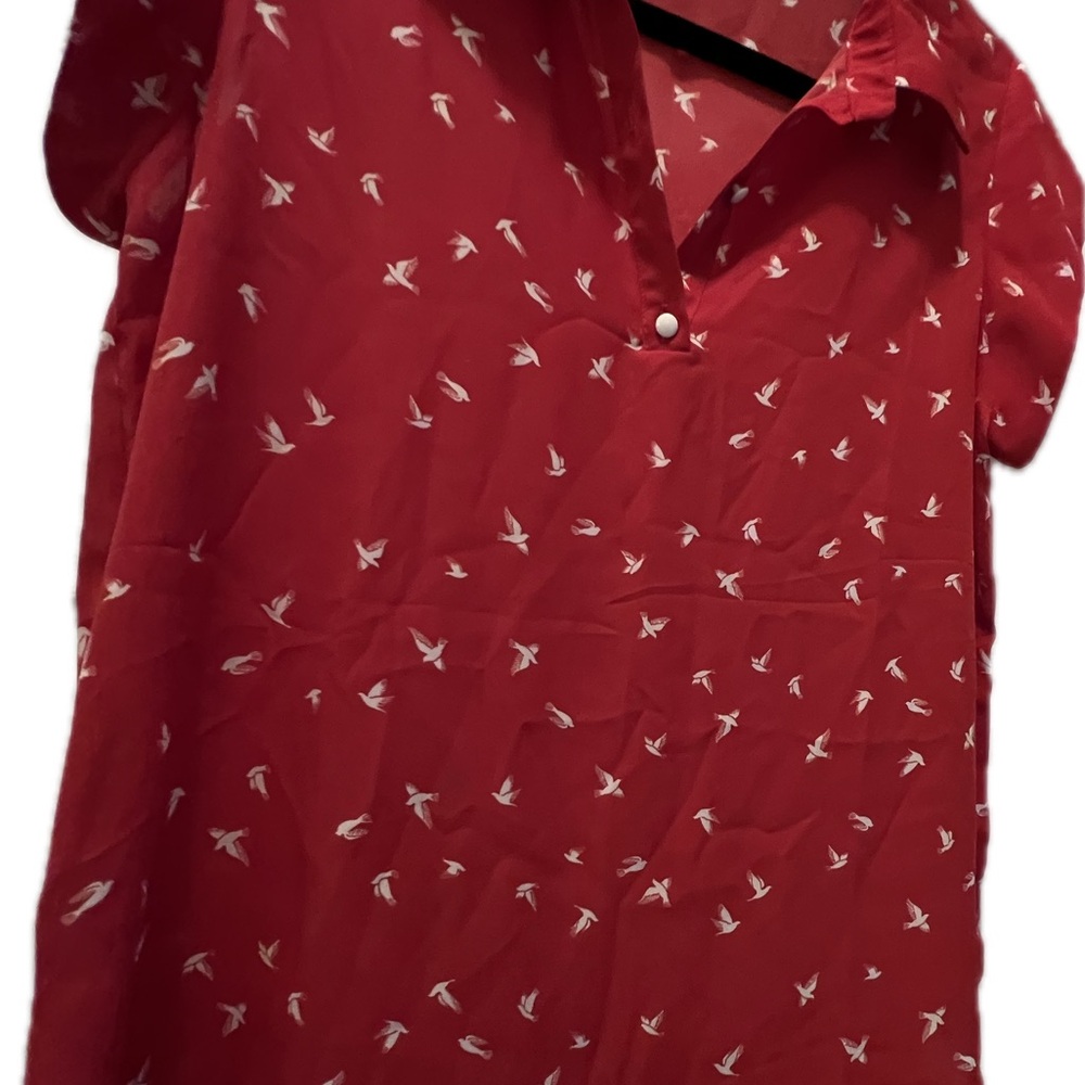 SR by Sweet Rain women’s blouse. Vintage swallow print. Size M.